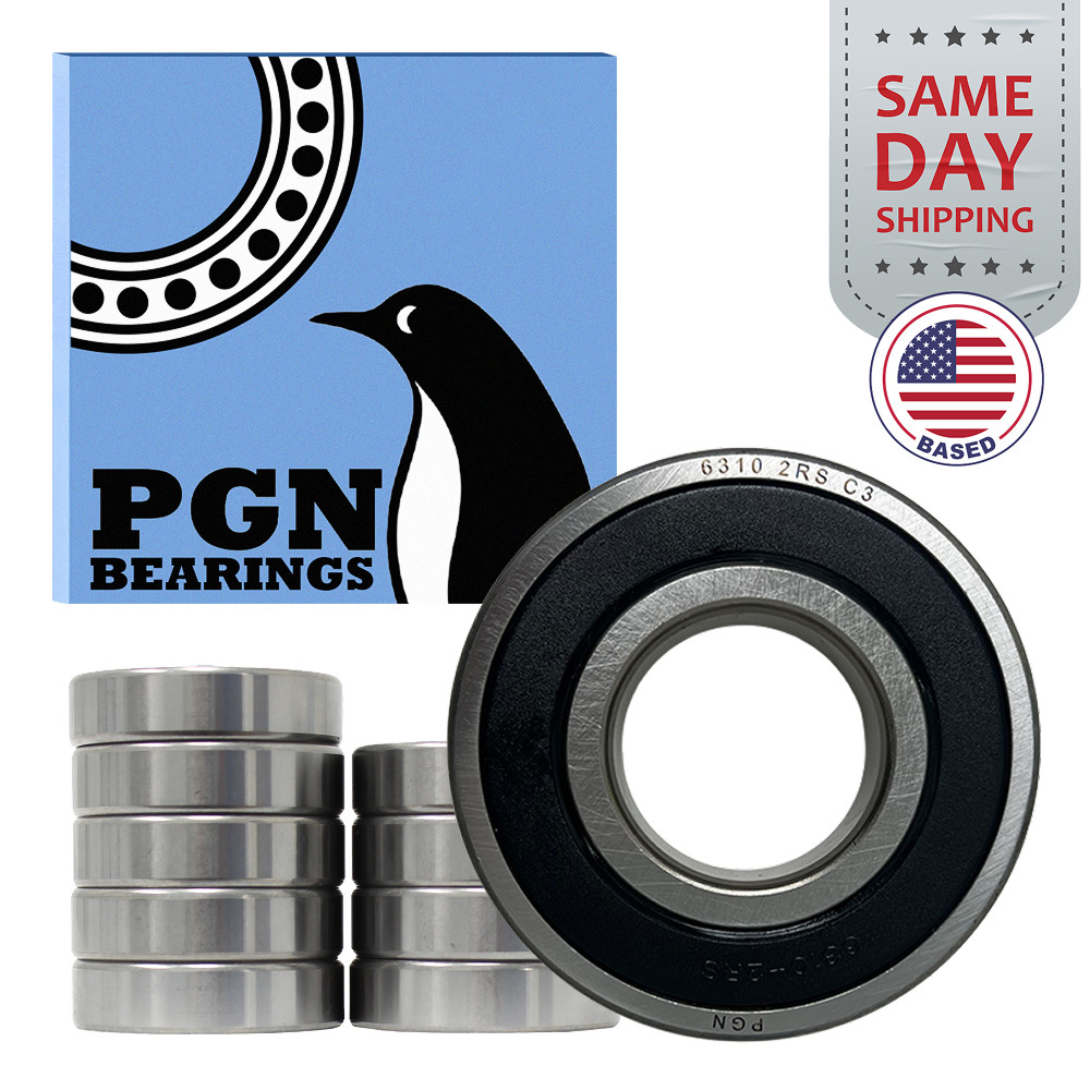 PGN 6310-2RS Ball Bearing, Double Rubber Sealed, Pack of 10