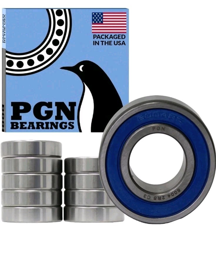 (10) 6004-2RS Premium Rubber Seal Ball Bearing C3 EMQ, 20x42x12, 6004 2RS 6004rs