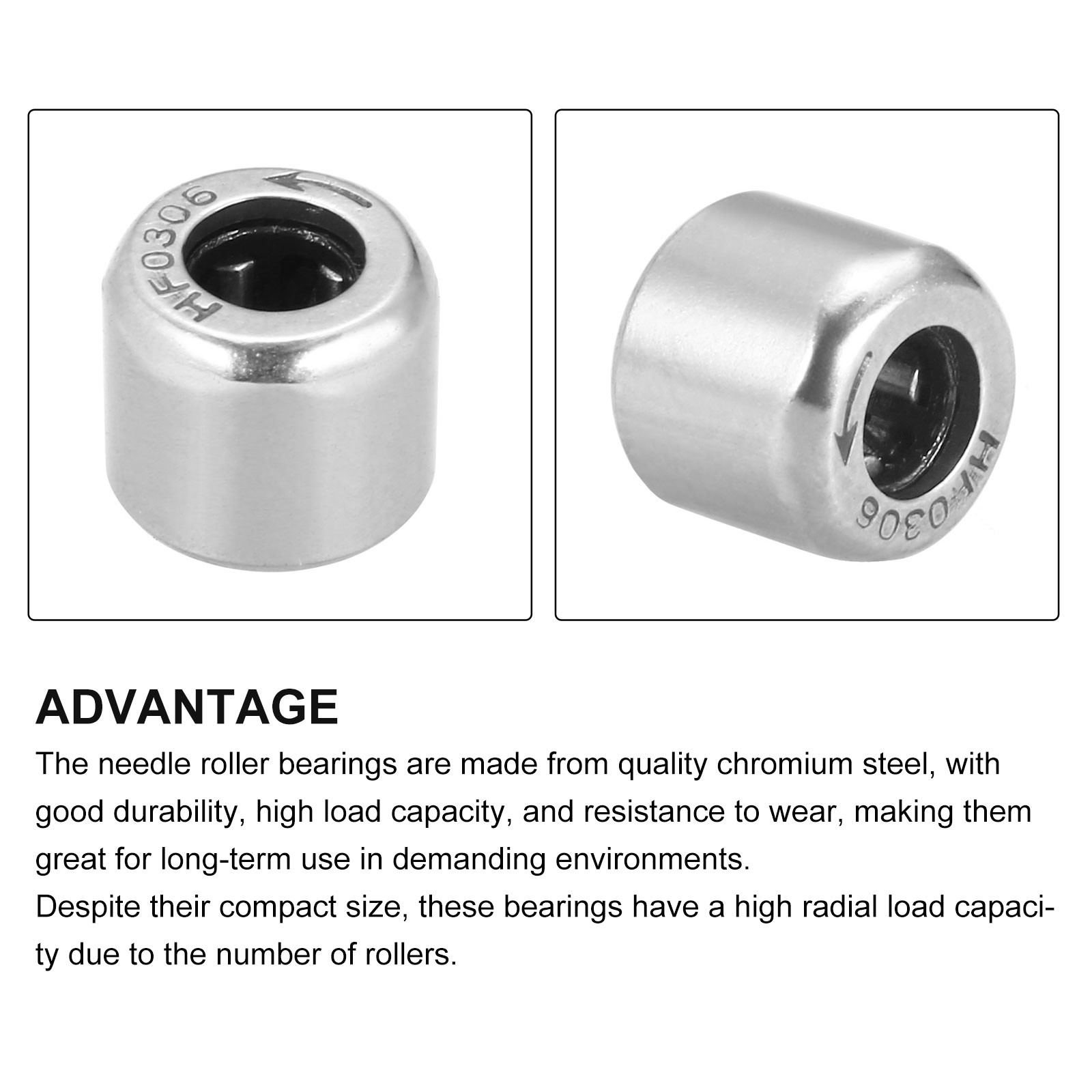 5Pack 3mmx6.5mmx6mm HF0306 Needle Roller Chromium Steel Open End Thrust Bearings