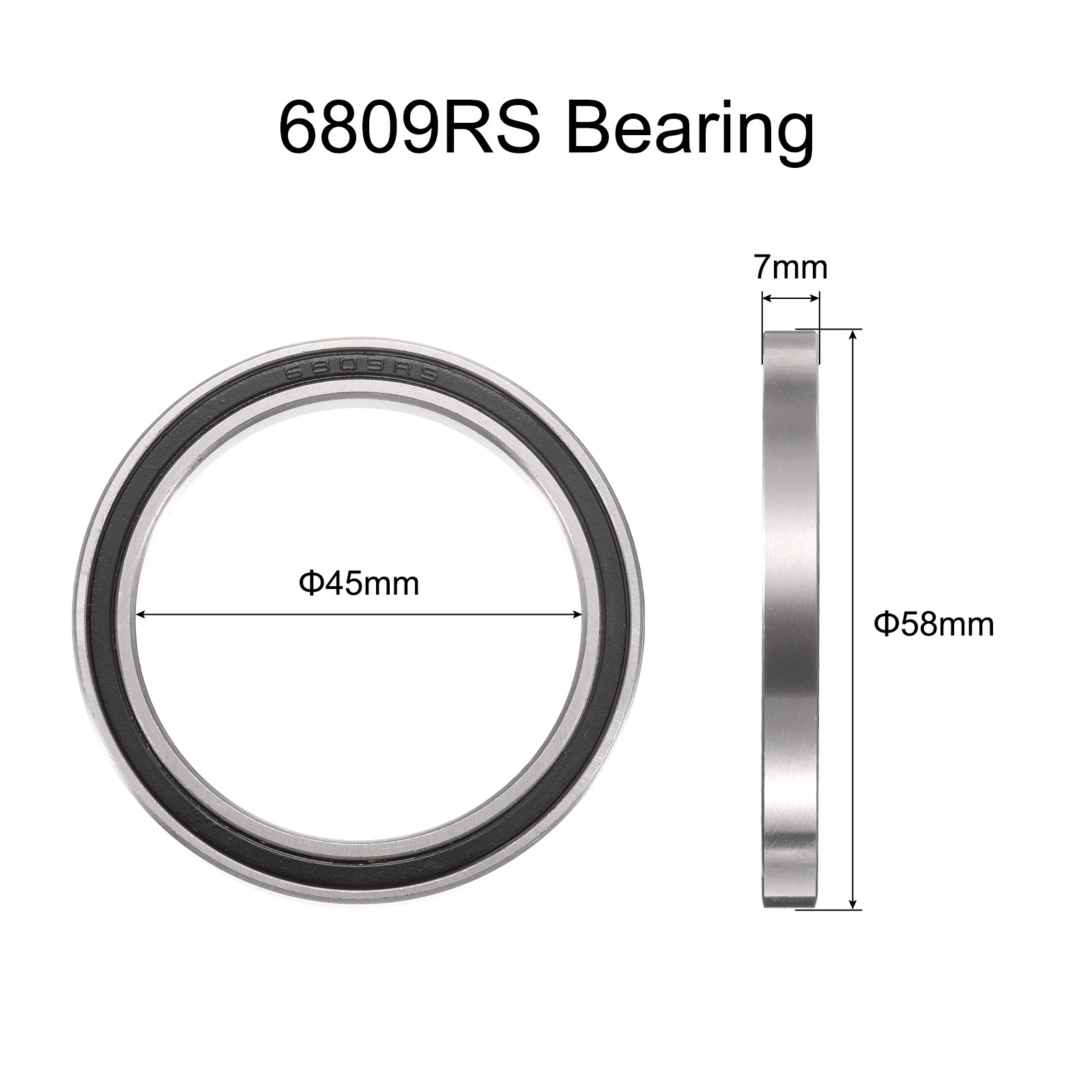 10pcs 6809-2RS Ball Bearing 45x58x7mm, Chrome Steel Rubber Seals, ABEC 3