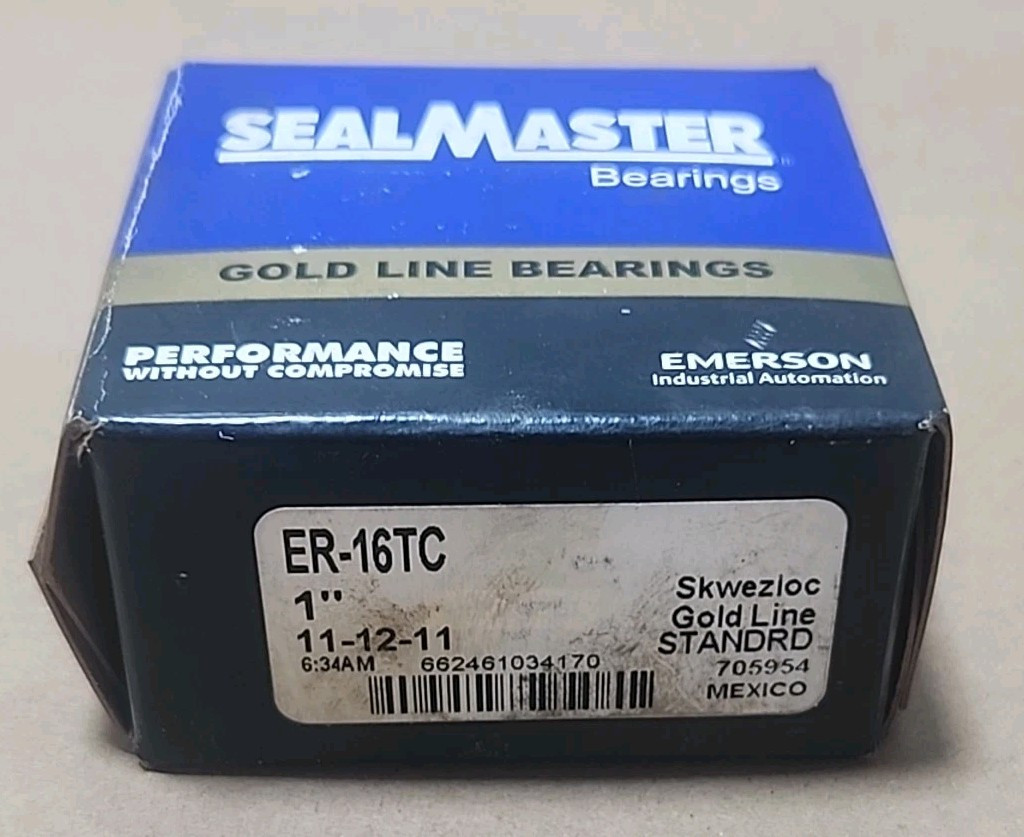 *NEW SURPLUS* SealMaster ER-16TC Gold Line Bearing Insert 1″ Bore + Warranty!