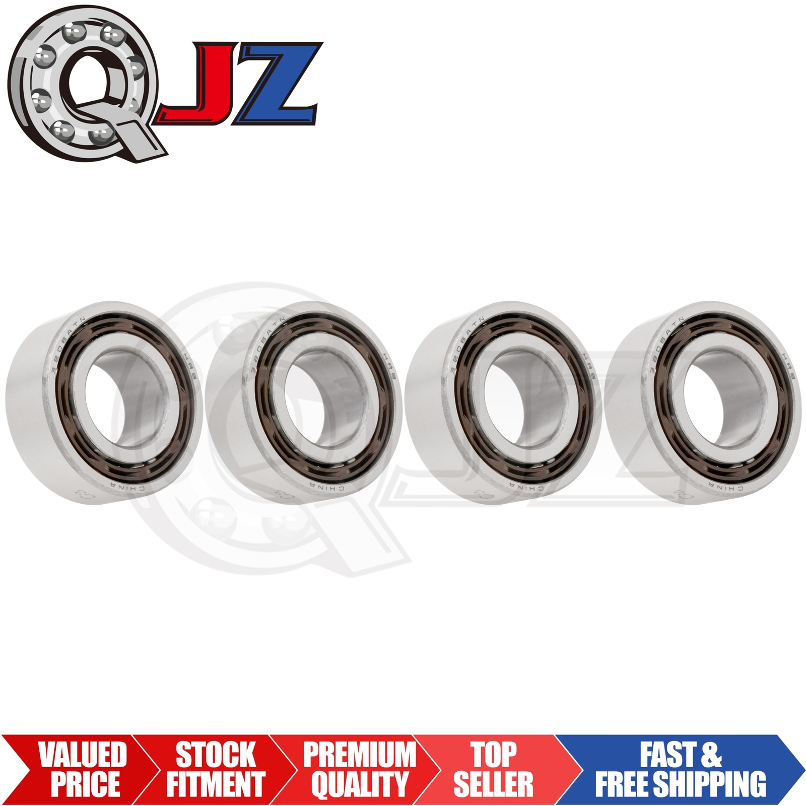[Qty.4] 3206-OPEN C3 Angular Contact Ball Bearing [30mm Bore x 62mm x 23.8mm]