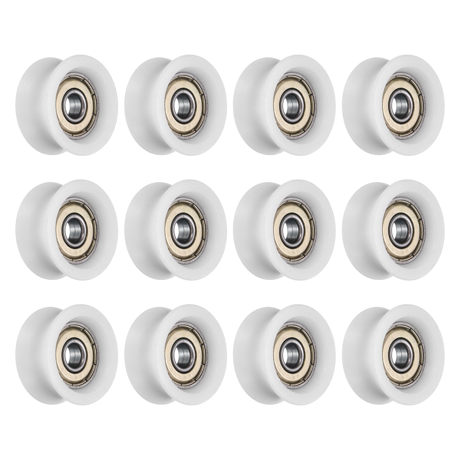 12Pcs, Groove Plastic Guide Bearing 6×27.3x13mm Pulley Roller(White)