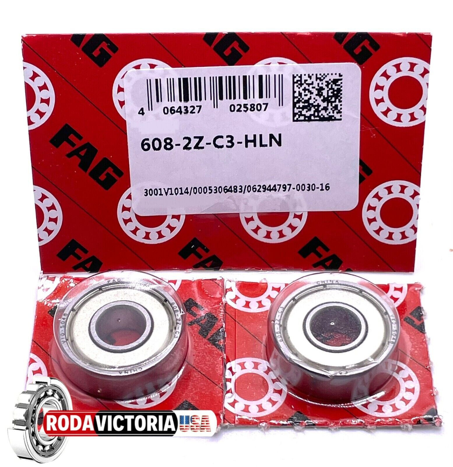 (2 PCS) FAG 608-ZZ C3 Ball Bearing 8x22x7 Dual Shielded Metal Chrome Skateboard