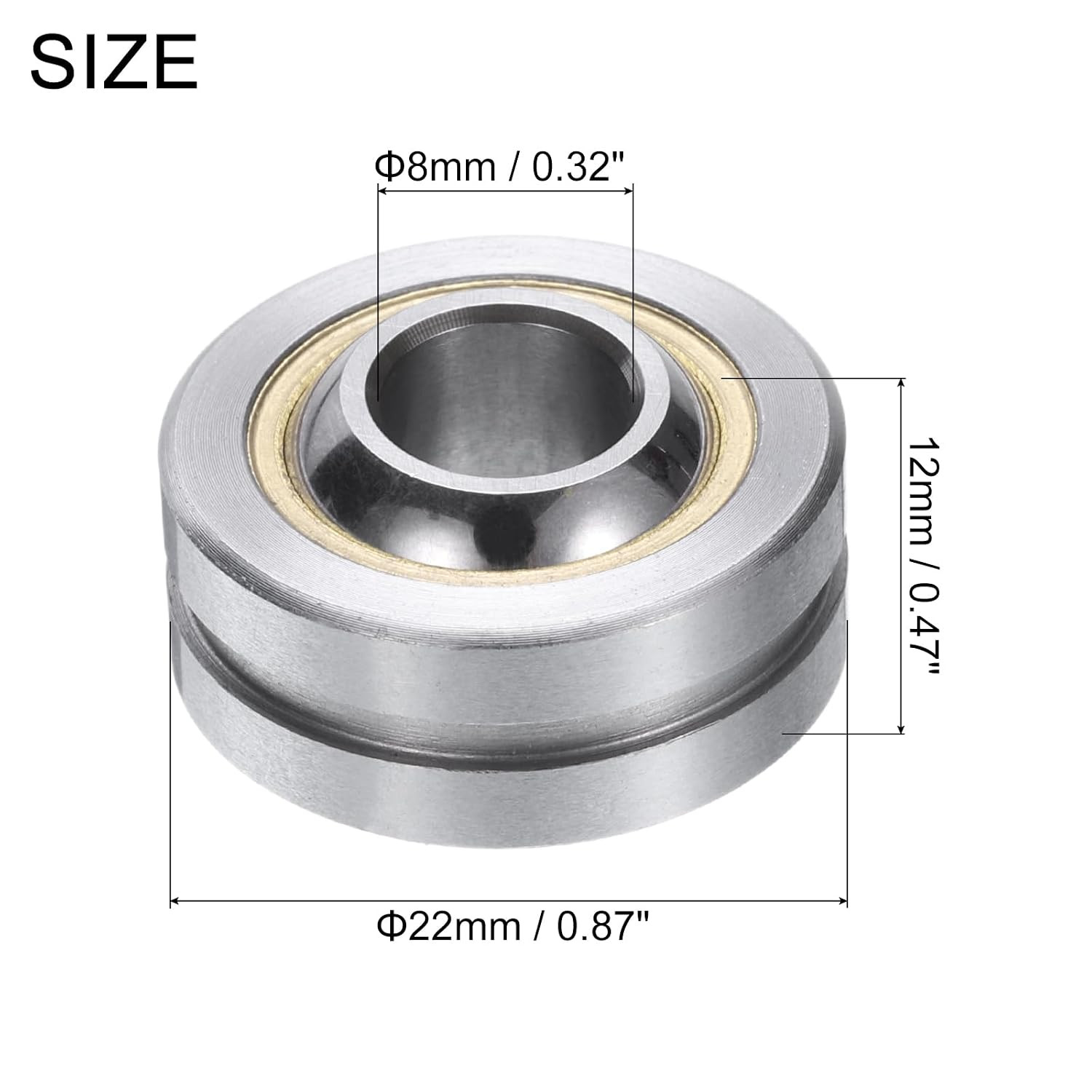 8X22X12Mm Spherical Plain Bearing Pre-Lubricated Steel