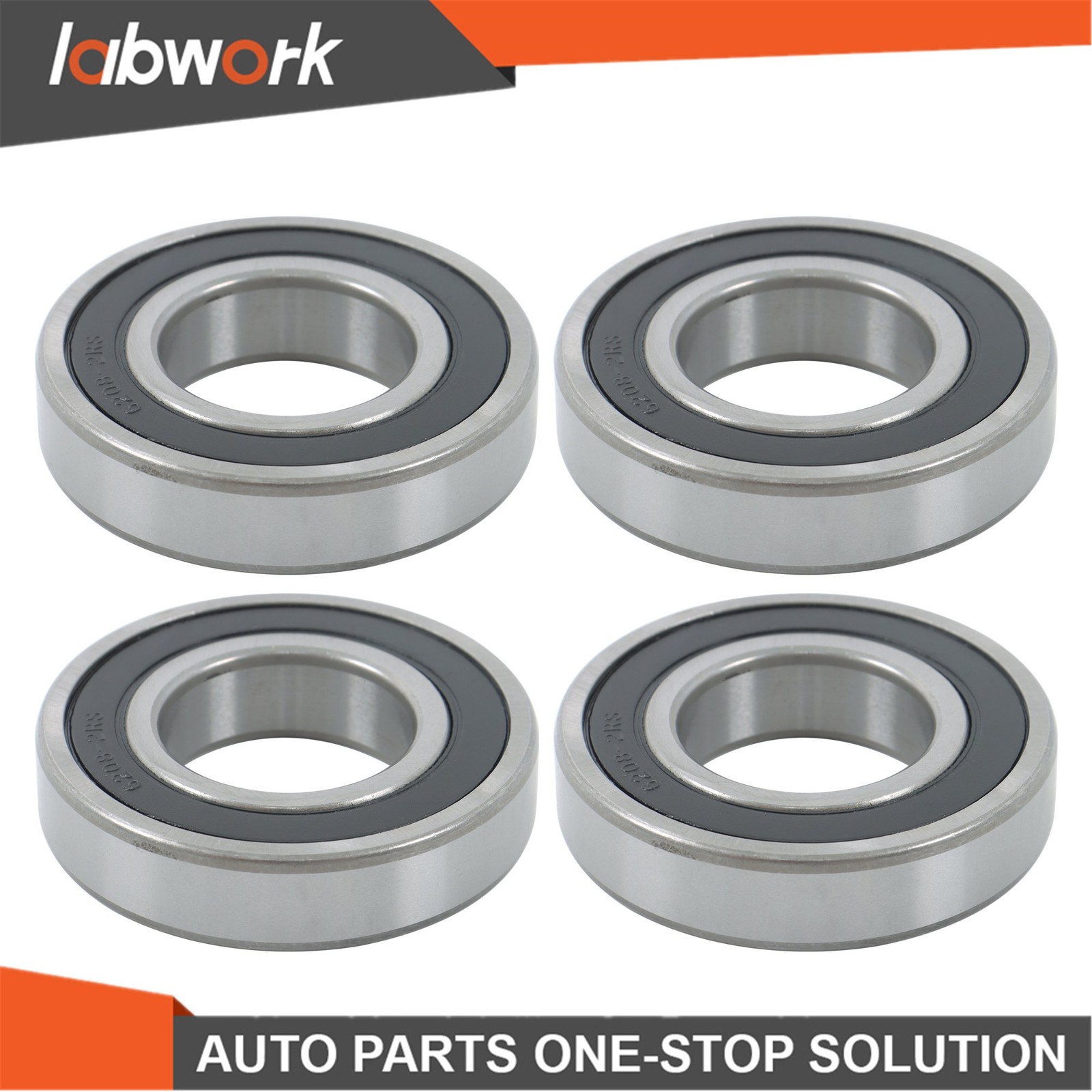 Labwork 6208-2RS Deep Groove Bearings 4pcs 40mm x80mm x18mm Rubber Sealed