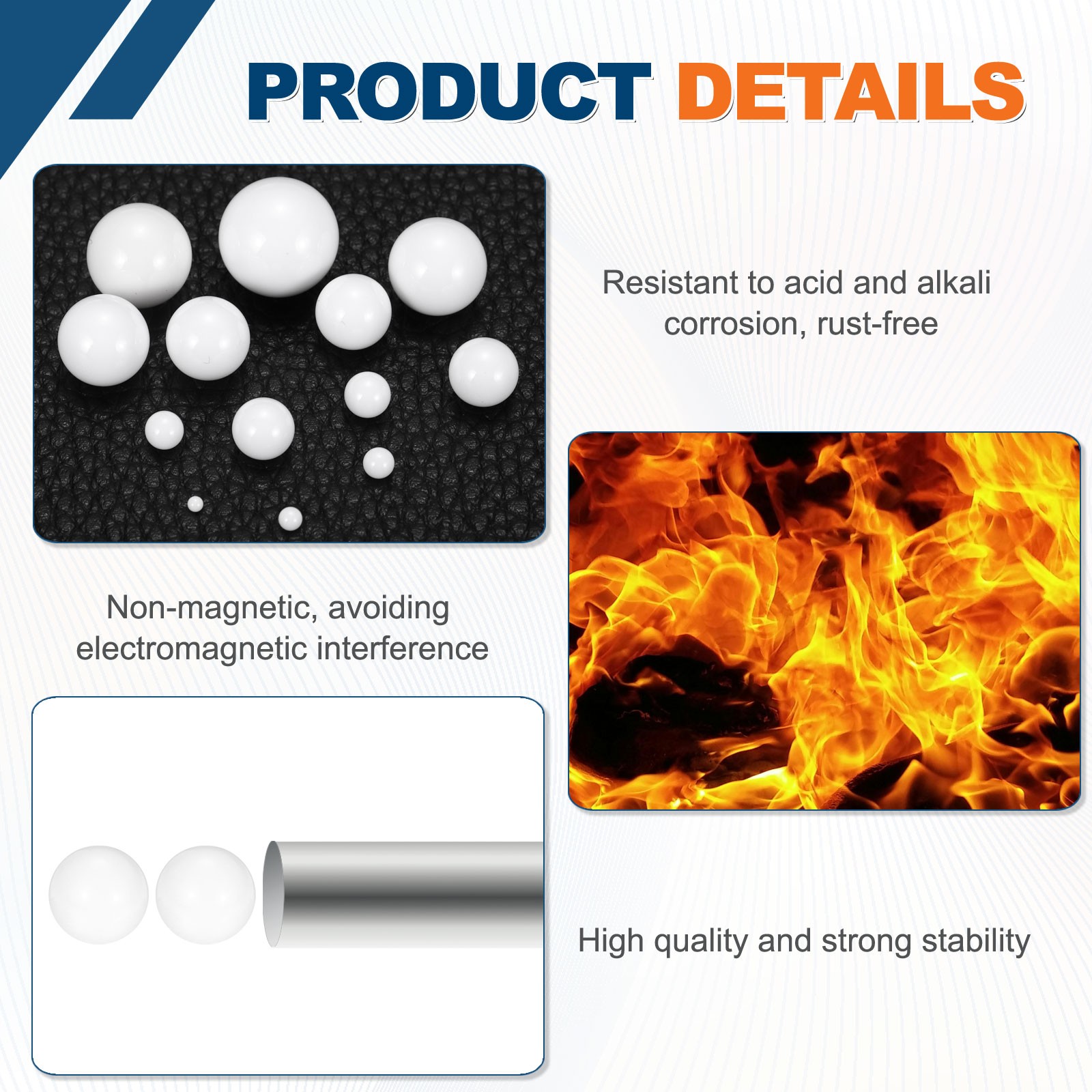 50 Pcs 3/16″(4.763mm) Ceramic Bearing Balls Al2O3 Ceramic Balls G10 Precision