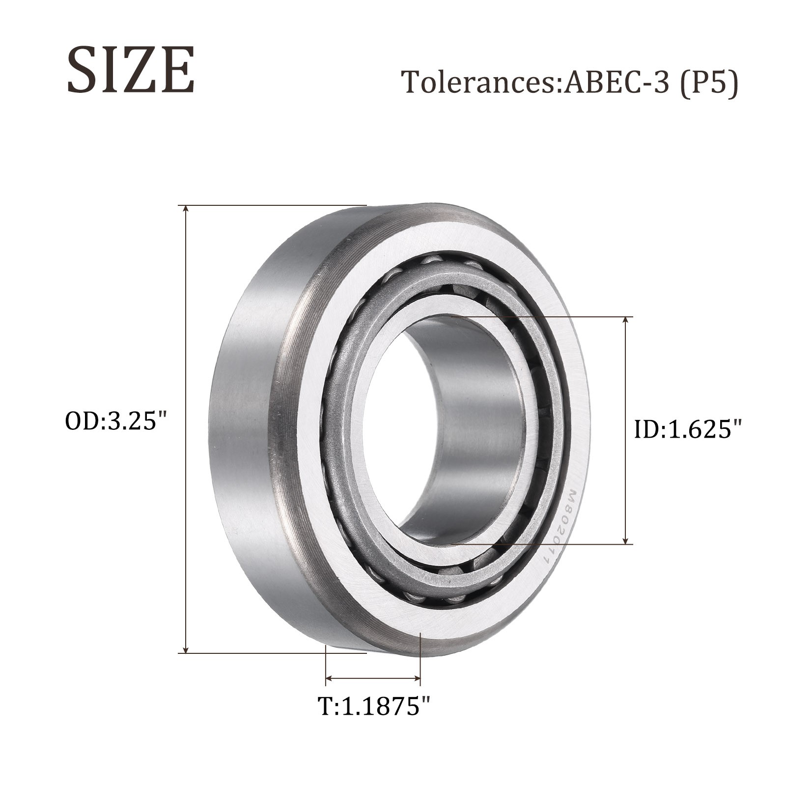 M802048/M802011 Tapered Roller Bearing Cone and Cup, 1.625″ Bore x 3.2500″ OD P5