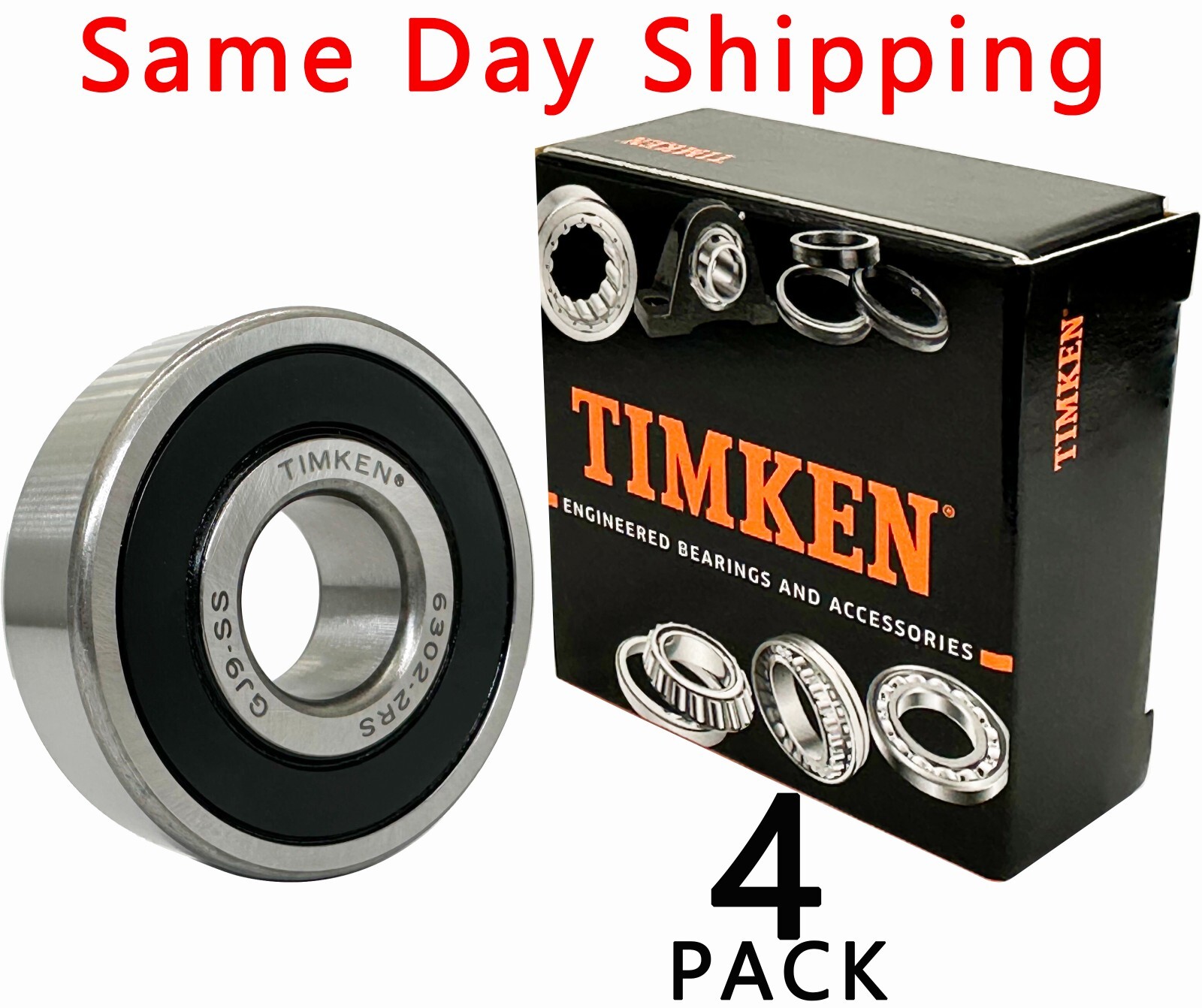 4PACK TIMKEN 6302-2RS 15X42X13MM Double Rubber Seal Ball Bearings