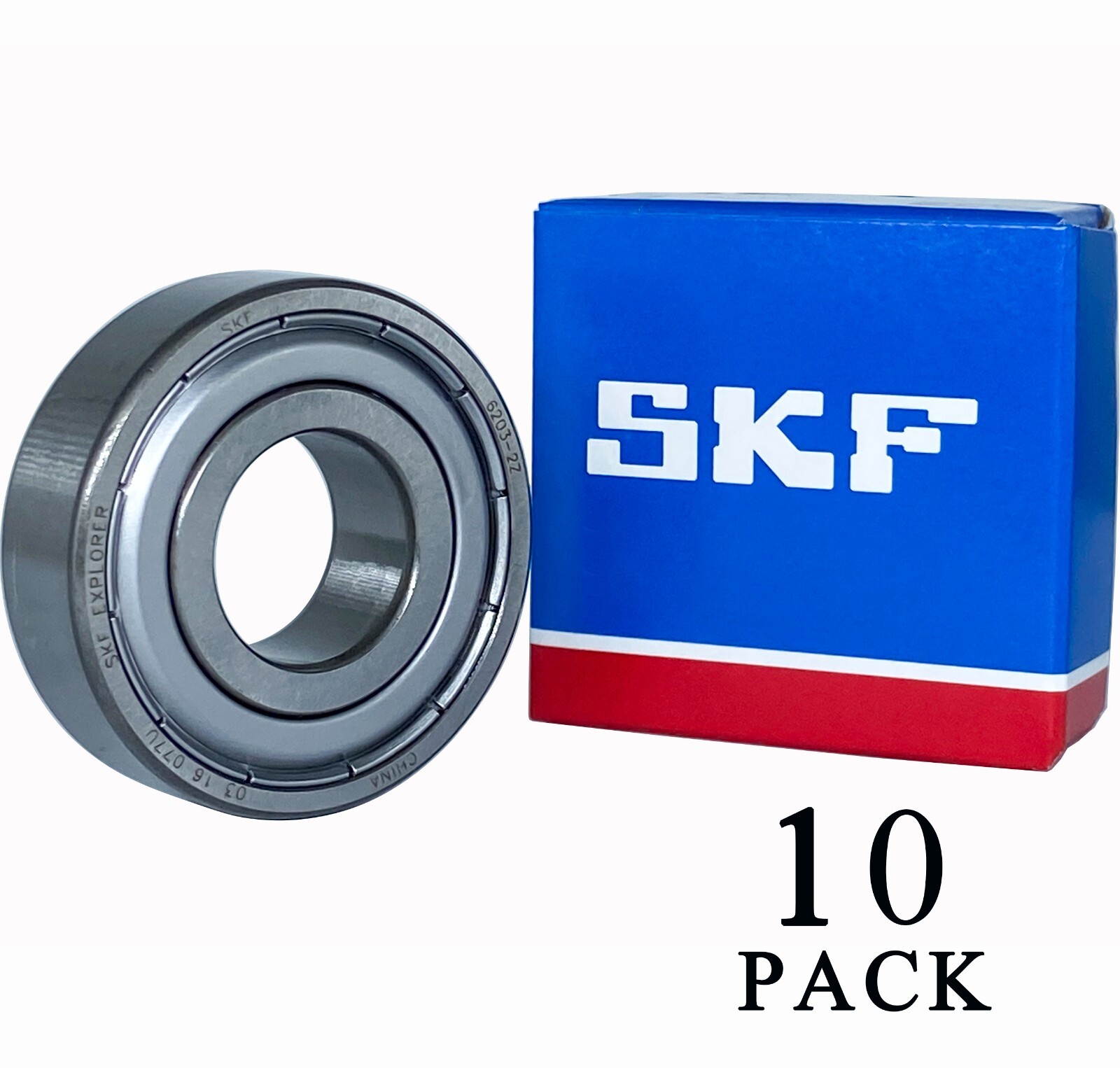 (Qty.10) SKF 6203-2Z 6203ZZ 17X40X12MM Double Metal Seal Ball Bearings 6203ZZ