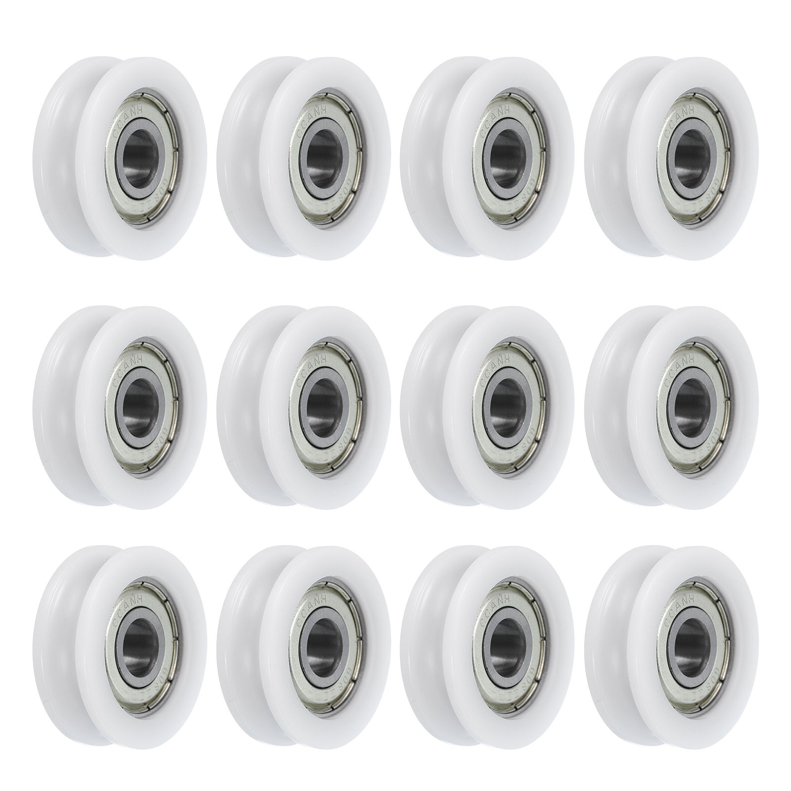12pcs U608ZZ Nylon Pulley U-Groove Ball Bearing 8x30x10mm U Groove Roller Wheel