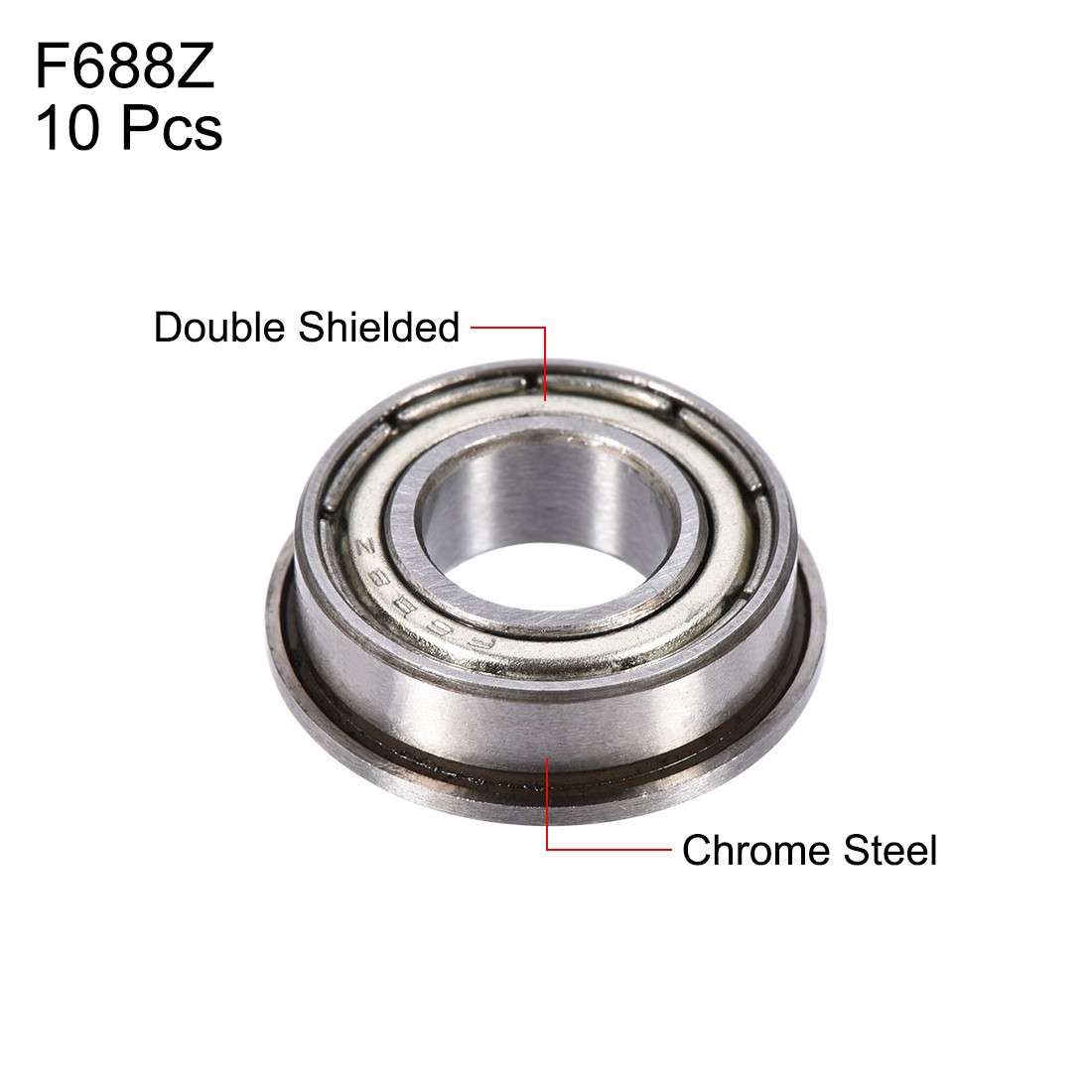 F688Z Flange Ball Bearing Double Metal Shielded Chrome Steel Bearings 10 Sets