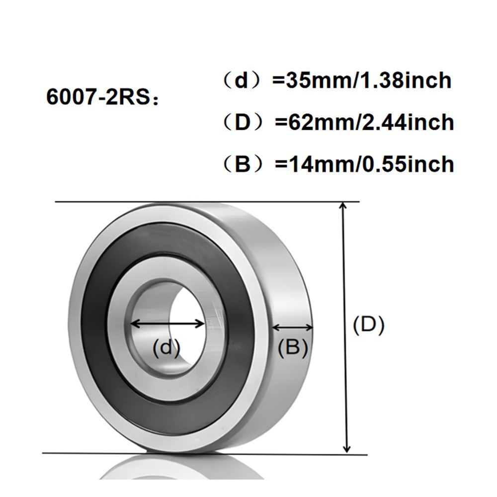 2 Pack CKU 6007-2RS 35x62x14mm Double Rubber Sealed Deep Groove Ball Bearings