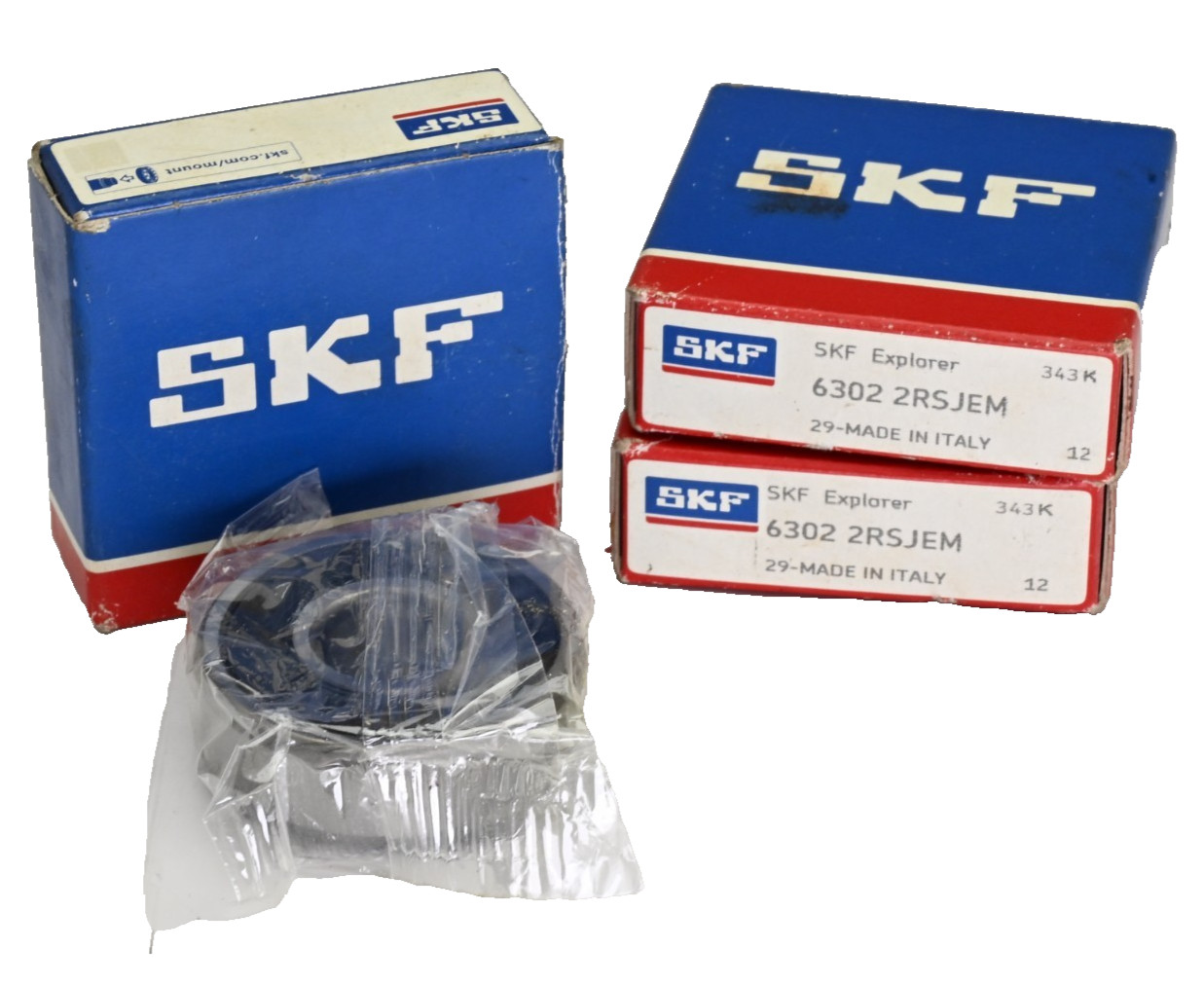 Lof of 3x SKF 6302 2RSJEM Ball Bearing 15 mm ID, 42 mm OD, 13 mm
