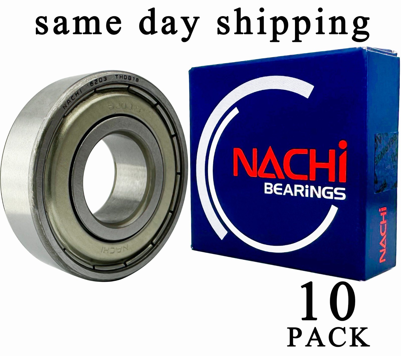 (Qty. 10) NACHI 6203ZZECM 6203ZZ 17X40X12MM Double Metal Seal Bearings