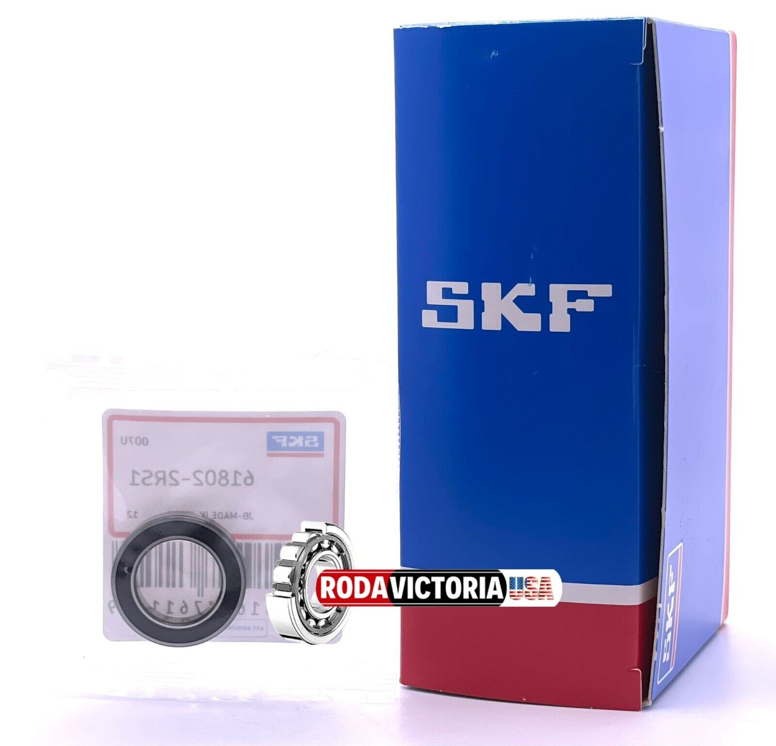 SKF 6802 2RS DEEP GROOVE BALL BEARING, RUBBER SEALED 61802 15x24x5 mm