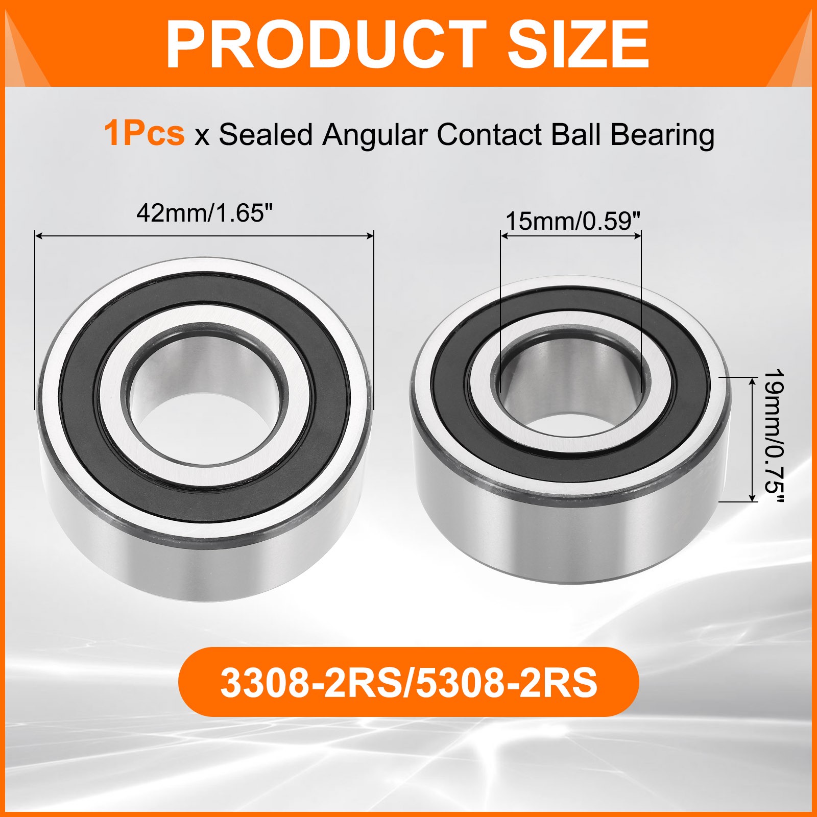 3308-2RS/5308-2RS 40x90x36.5mm Sealed Angular Contact Ball Bearing