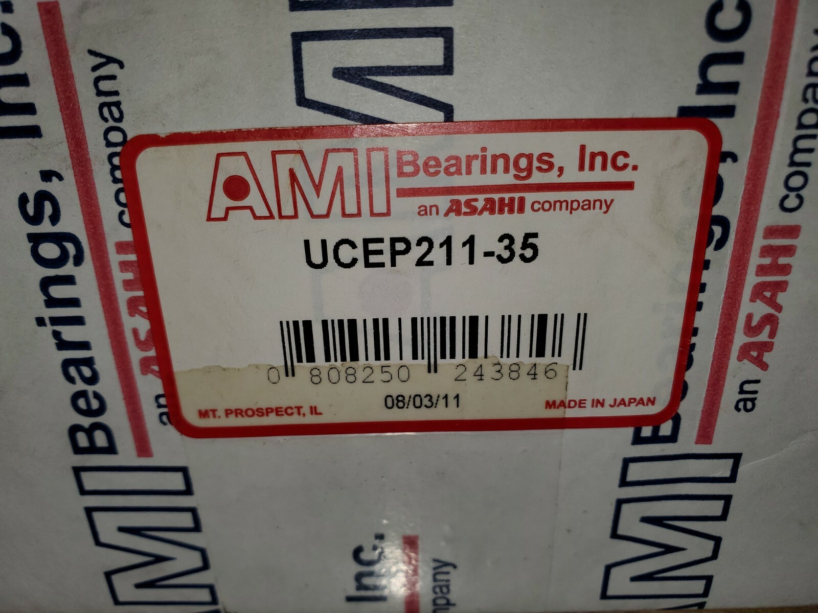 AMI PILLOW BLOCK BEARING 2-3/16″ BORE PART # UCEP211-35