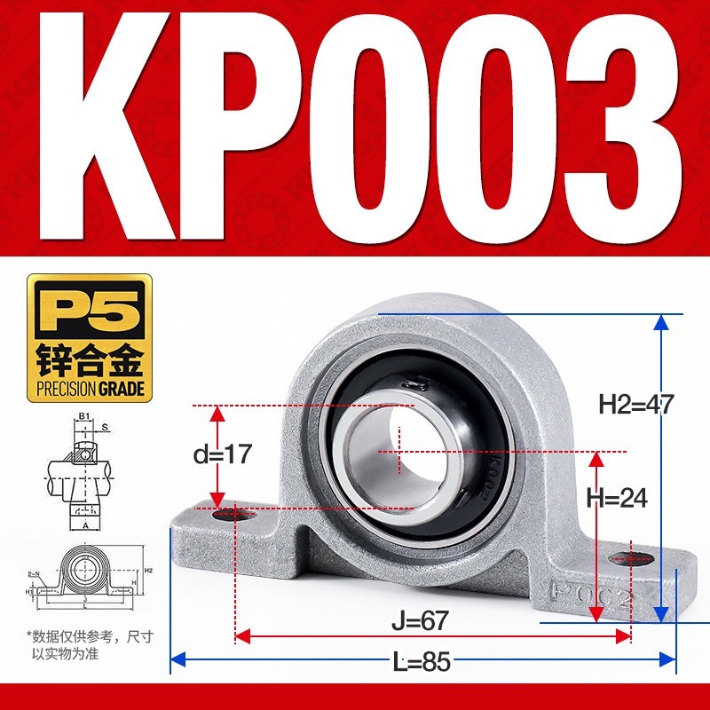 KP003 / KFL003 Bearing Units, P5 Precision Grade, 17mm Bore