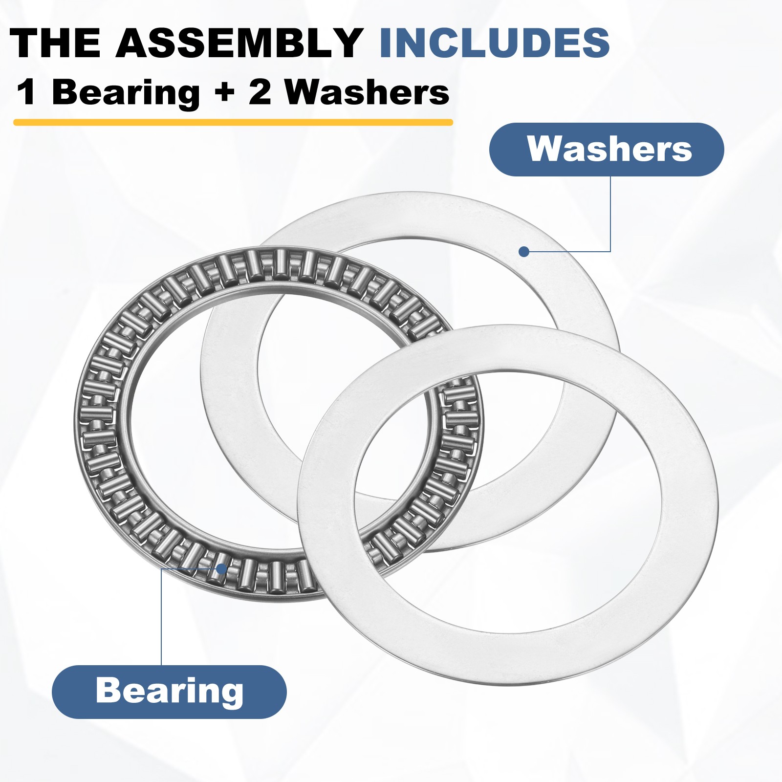2 Pcs 55x78x5mm AXK5578 Chrome Steel Needle Roller Thrust Bearings w Washers