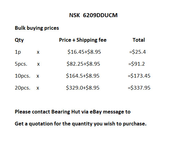 NSK 6209DDUCM HUELLER BEARING RUBBER SEALED 6209 DDU CM 45x85x19 mm