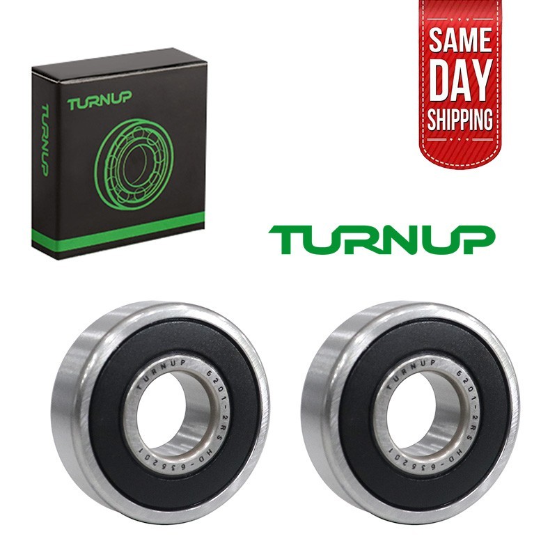 2Pcs Turnup 6201-2RS Double Rubber Seal Ball Bearings Bearings 12x32x10mm