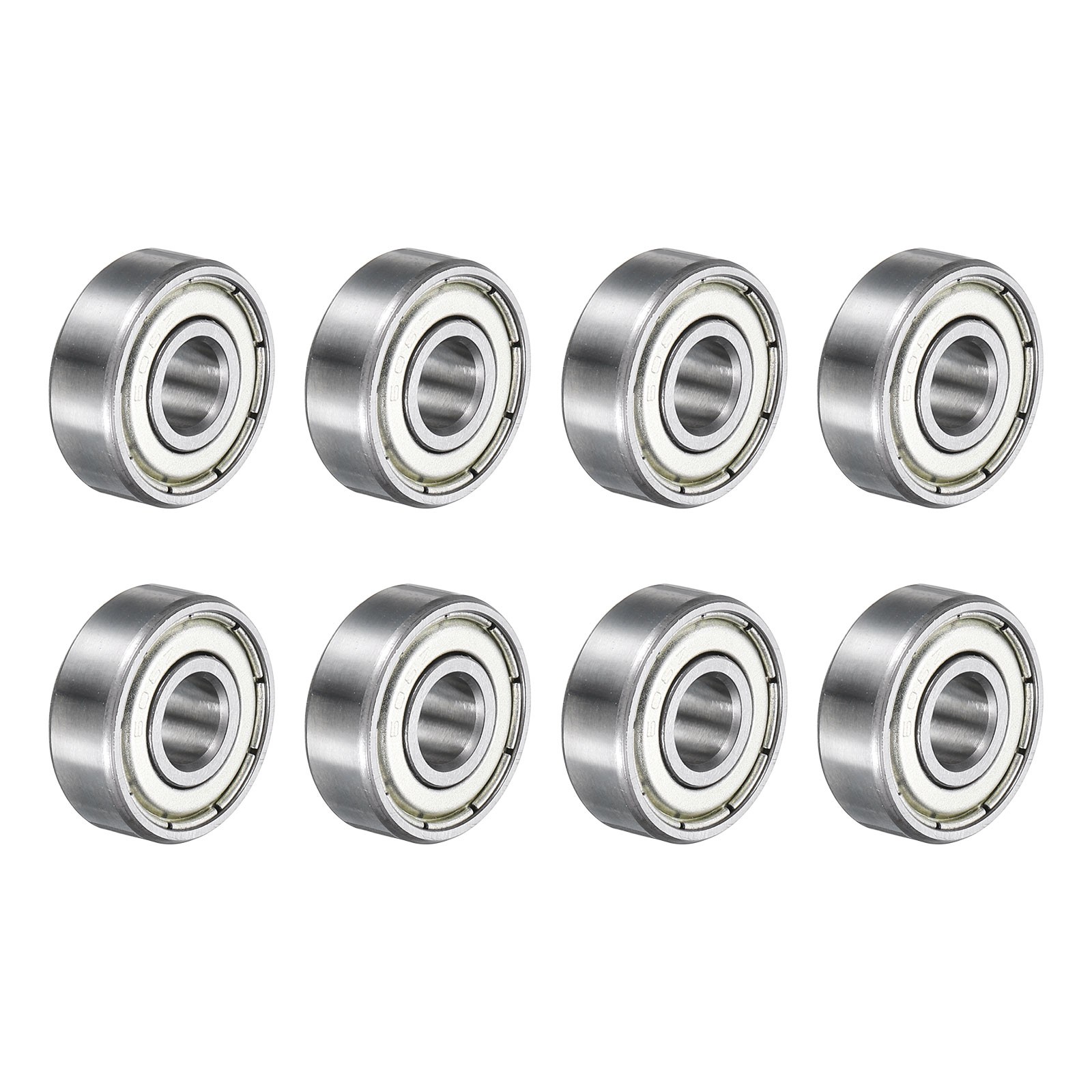 8pcs 606ZZ Deep Groove Ball Bearings 7x17x6mm Double Shield Bearings, Silver
