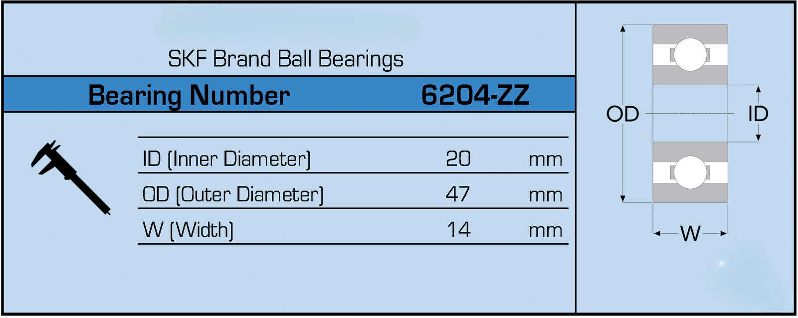 6204-ZZ C3 SKF Brand Metal Shield Ball Bearing 20x47x14 6204 2Z 6204Z