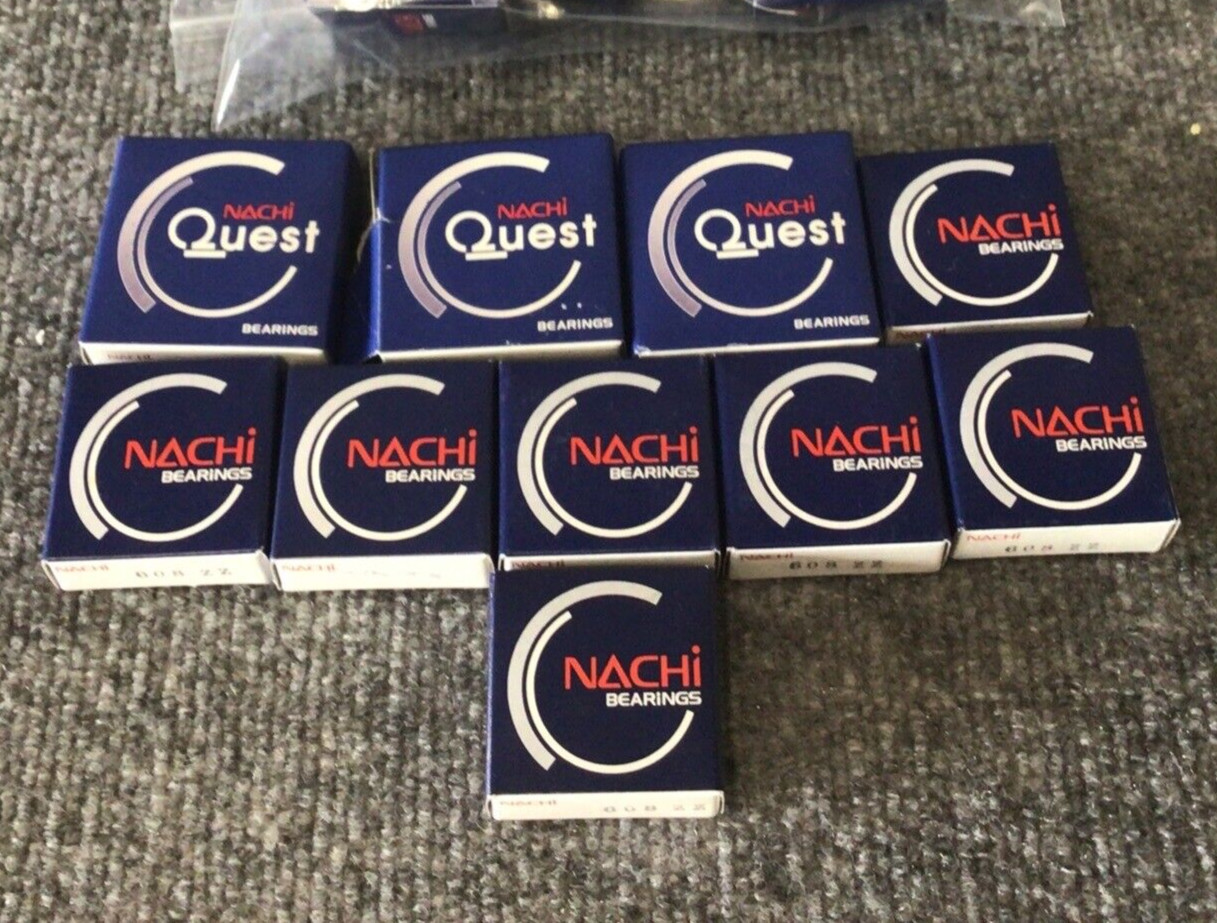 Lot Of 10 Nachi 608-ZZ Shielded Deep Groove Ball Bearing 8mm x 22mm x 7mm New
