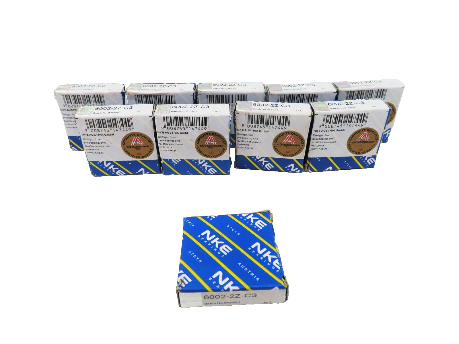 10 x NKE 6002-2Z-C3 deep groove ball bearing 2Z/ZZ 15x32x9mm