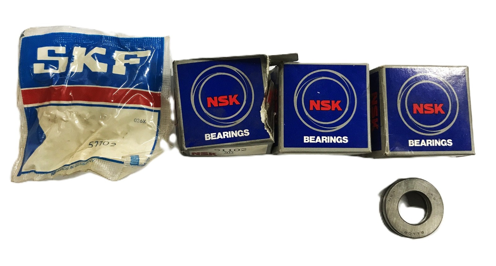 NSK/SKF 3-piece Thrust Ball Bearing 51102 [Lot of 4] NOS