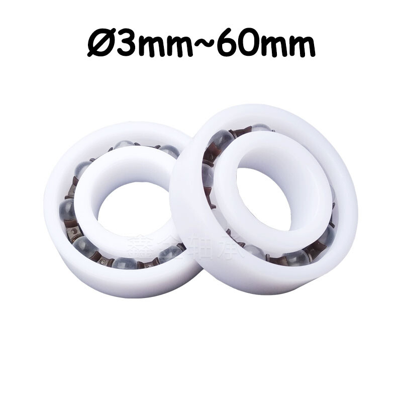 POM Plastic Deep Groove Ball Bearing Corrosion Resistance ID 3mm-60mm Waterproof