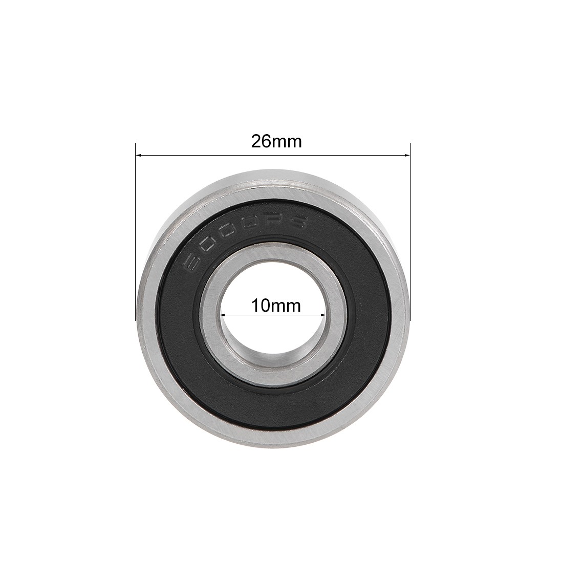 6000-2RS Ball Bearings Z2 10x26x8mm Double Sealed Carbon Steel 2pcs