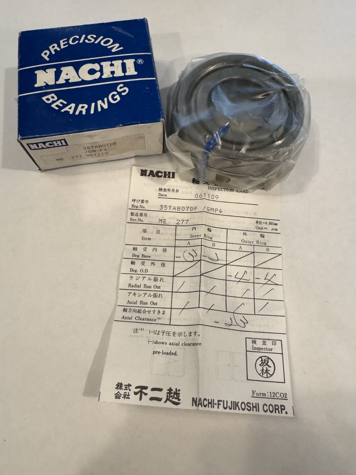 Nachi Precision Ball Bearings 35TAB07DF GM/P4 Set of 2