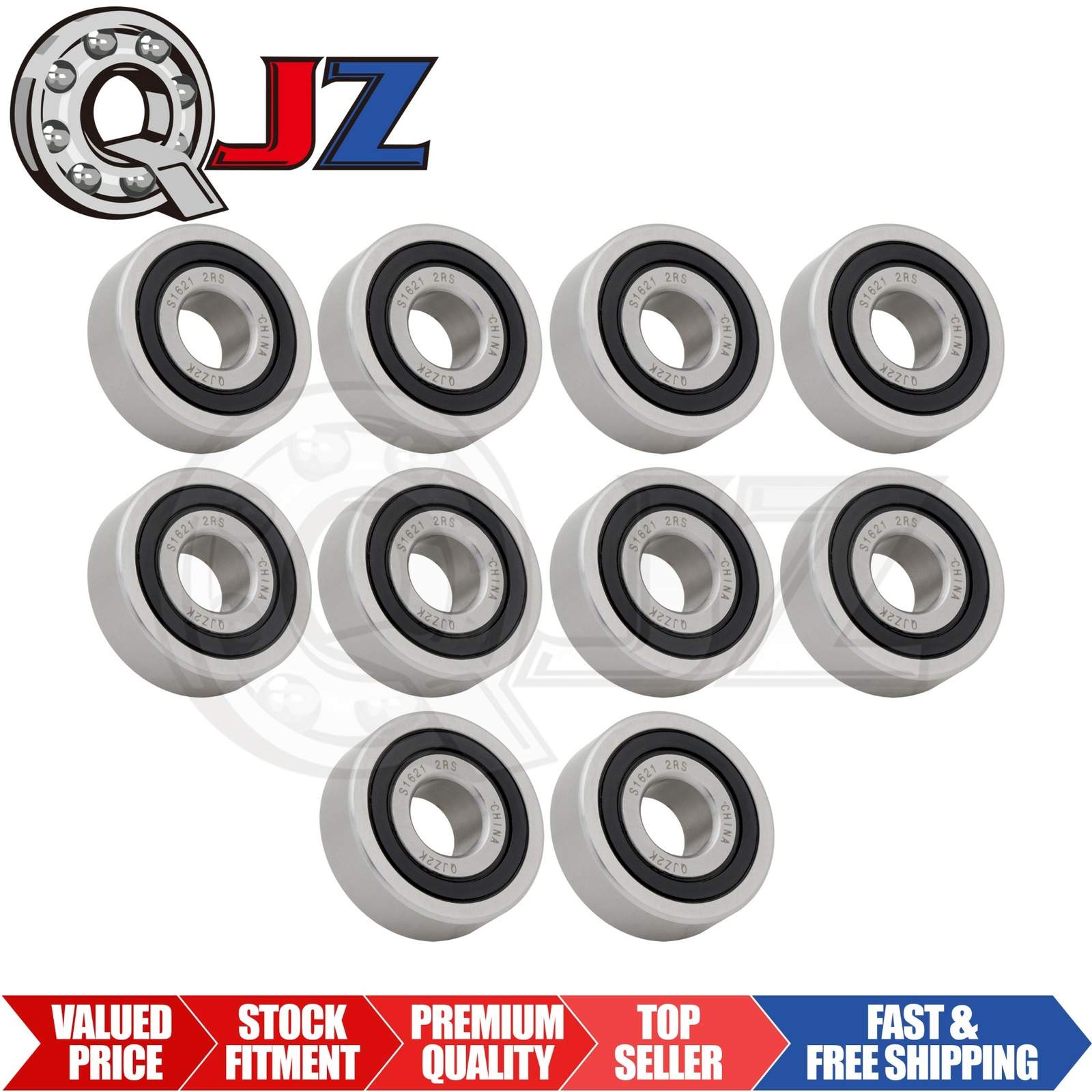 [Qty.10] New S1621-2RS Stainless Ball Bearing [0.5″ Bore x 1.375″ OD x 0.438″ W]
