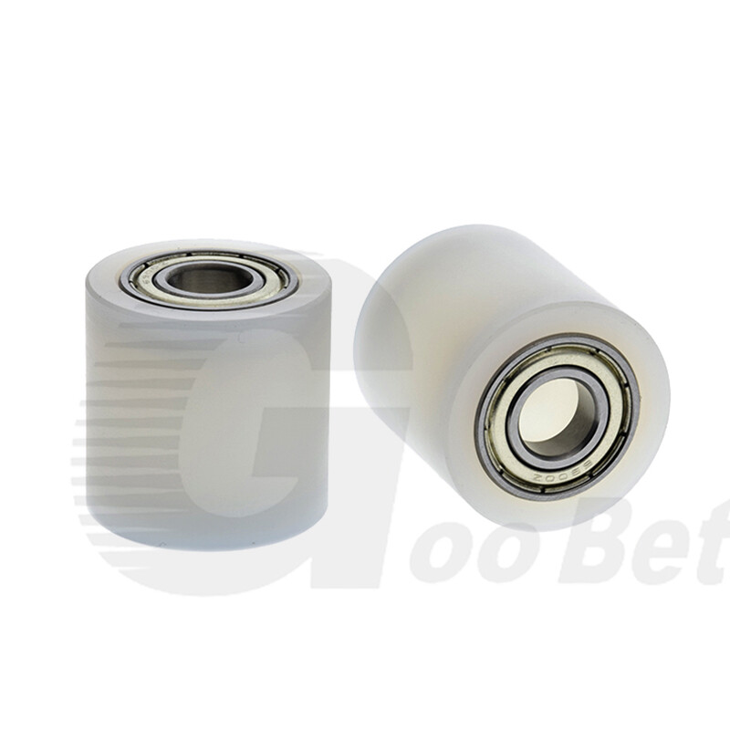 Plastic Roller Two Bearing Coated PP / POM Guiding Wheel Flat Belt Idler Various