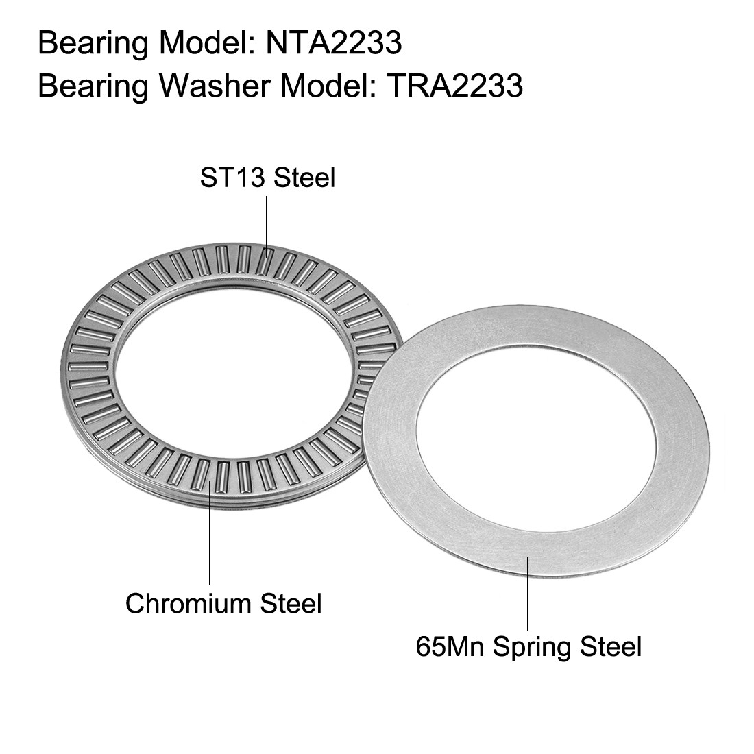 NTA2233 Thrust Needle Roller Bearings 1-3/8 x 2-1/16 x 5/64-inch with Washer