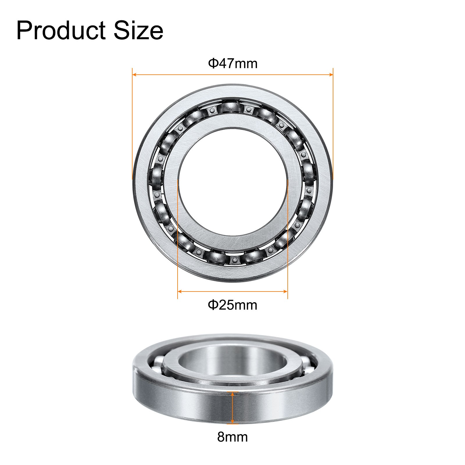 2 PCS Deep Groove Ball Bearings 16005 Carbon Chromium Bearing Steel 25x47x8mm