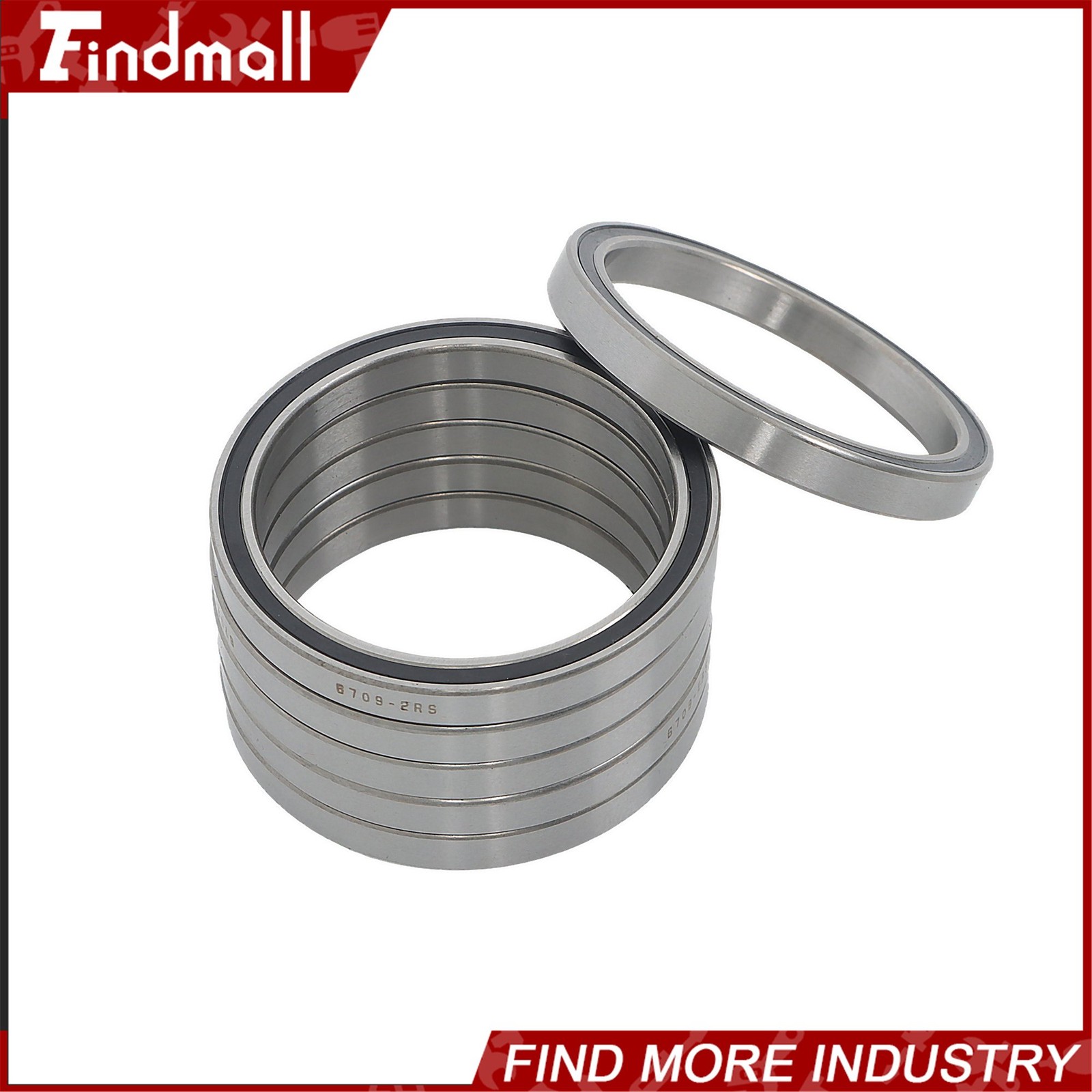 Findmall 6709-2RS Deep Groove Bearings 10pcs 45x55x6mm Rubber Sealed Pre-Lubed