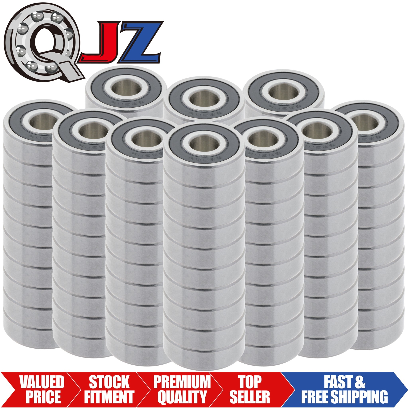 [Qty.100] 629-2RS New Radial/Deep Groove Ball Bearing [9mm ID x 26mm OD x 8mm W]
