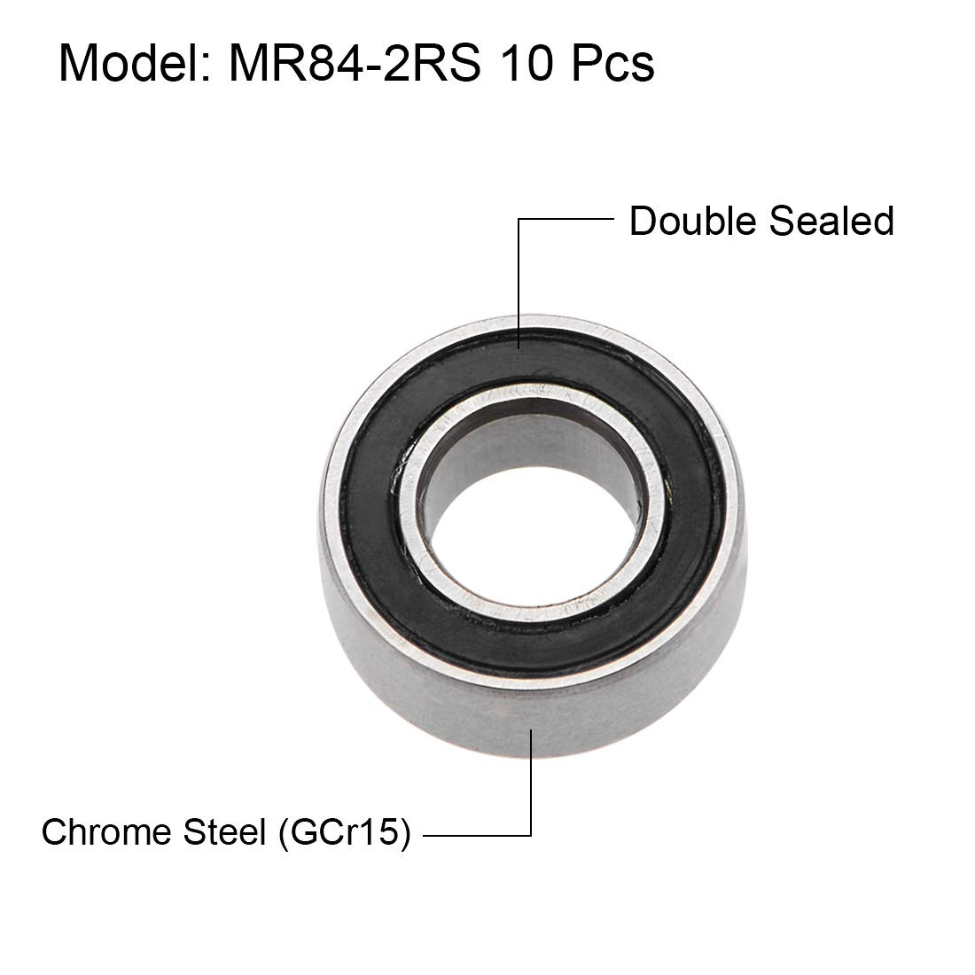 MR84-2RS Deep Groove Ball Bearings 4Mm Inner Dia 8Mm OD 3Mm Bore Double Sealed