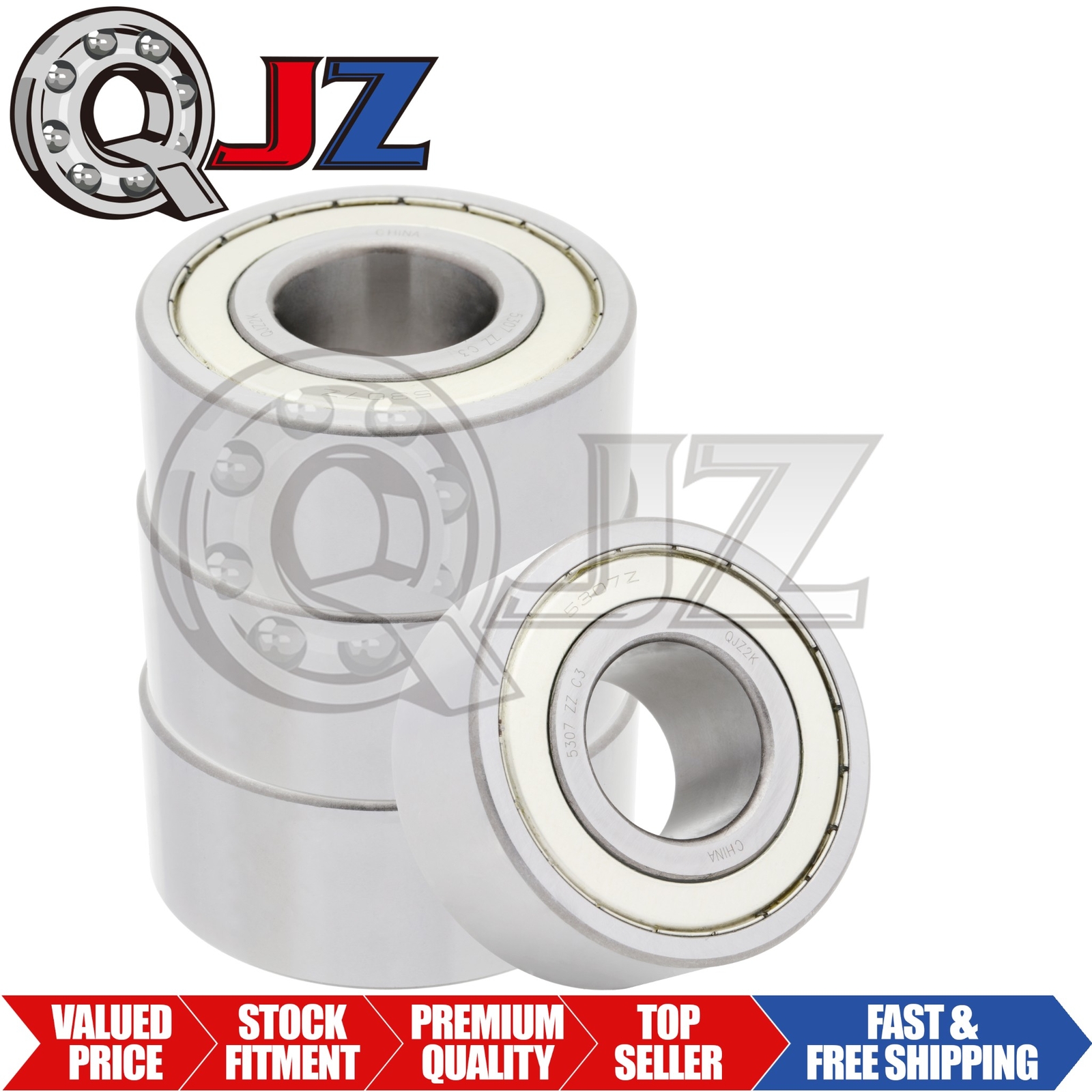 [Qty.4] 5307-ZZ New Angular Contact Ball Bearing [35mm ID x 80mm OD x 34.9mm W]