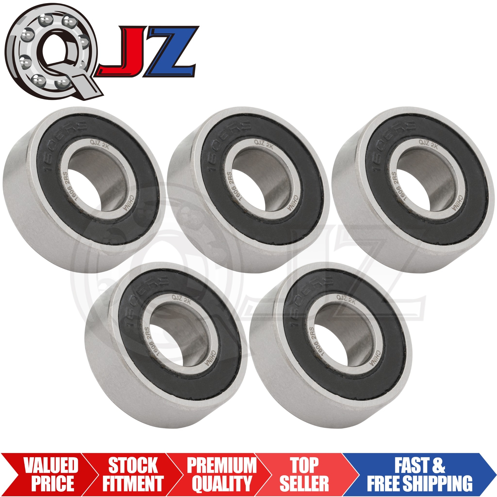 [Qty.5] 1606-2RS Deep Groove/Radial Ball Bearing [3/8″ ID x 29/32″ OD x 5/16″ W]