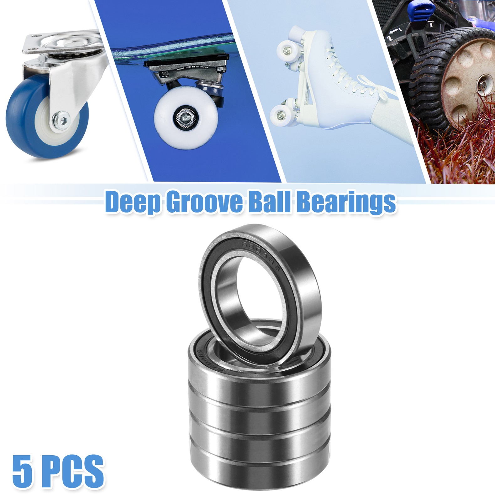 5 Pcs 6804-2RS 20x32x7mm Double Rubber Shield Auto Deep Groove Ball Bearings