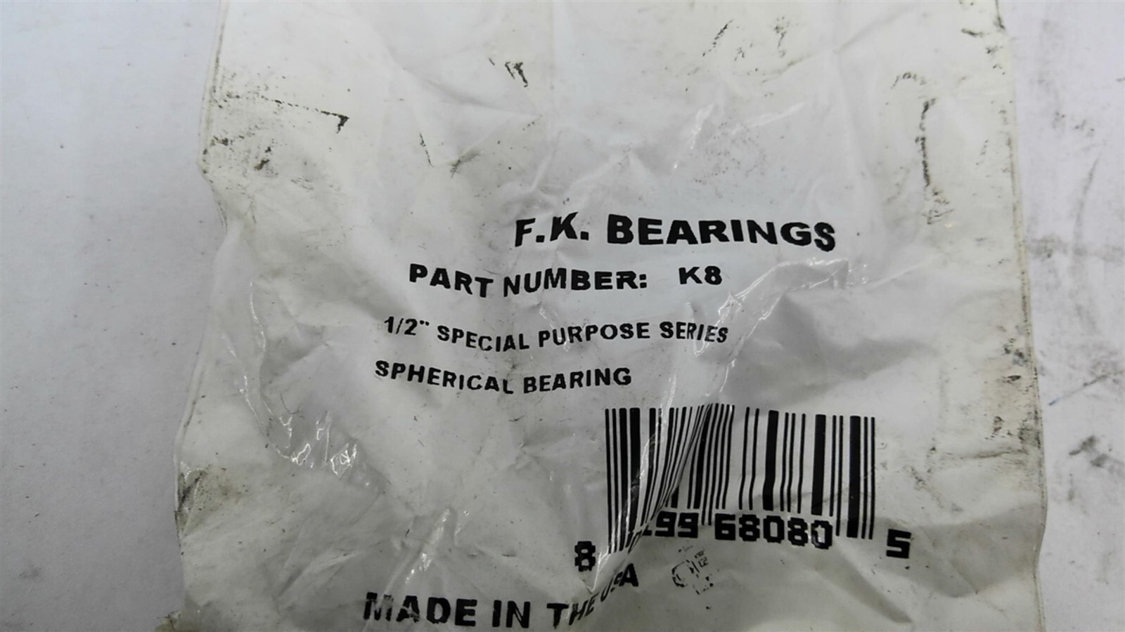 F.K. Bearings K8 1/2″ Special Purpose Spherical Bearing Lot of 4