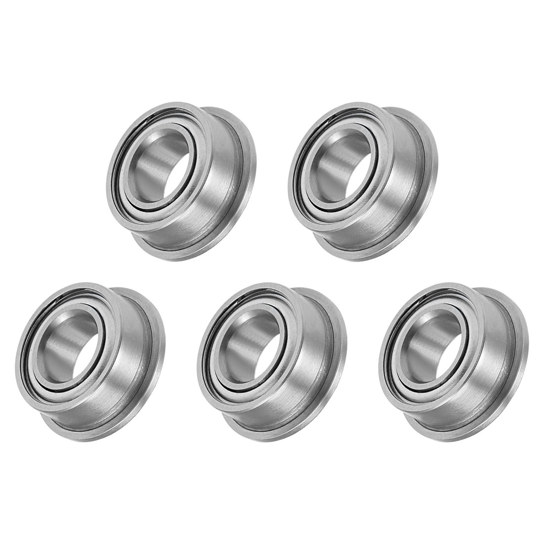 5Pcs Chromium Steel Double Sealed Flange Ball Bearing MF105ZZ, 5mm x 10mm x 4mm