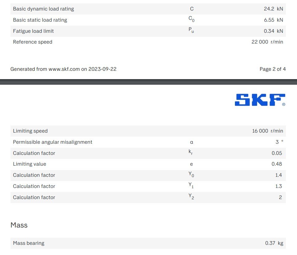 One (1) SKF 2305 M Self Aligning Bearing 25MM ID USA NEW