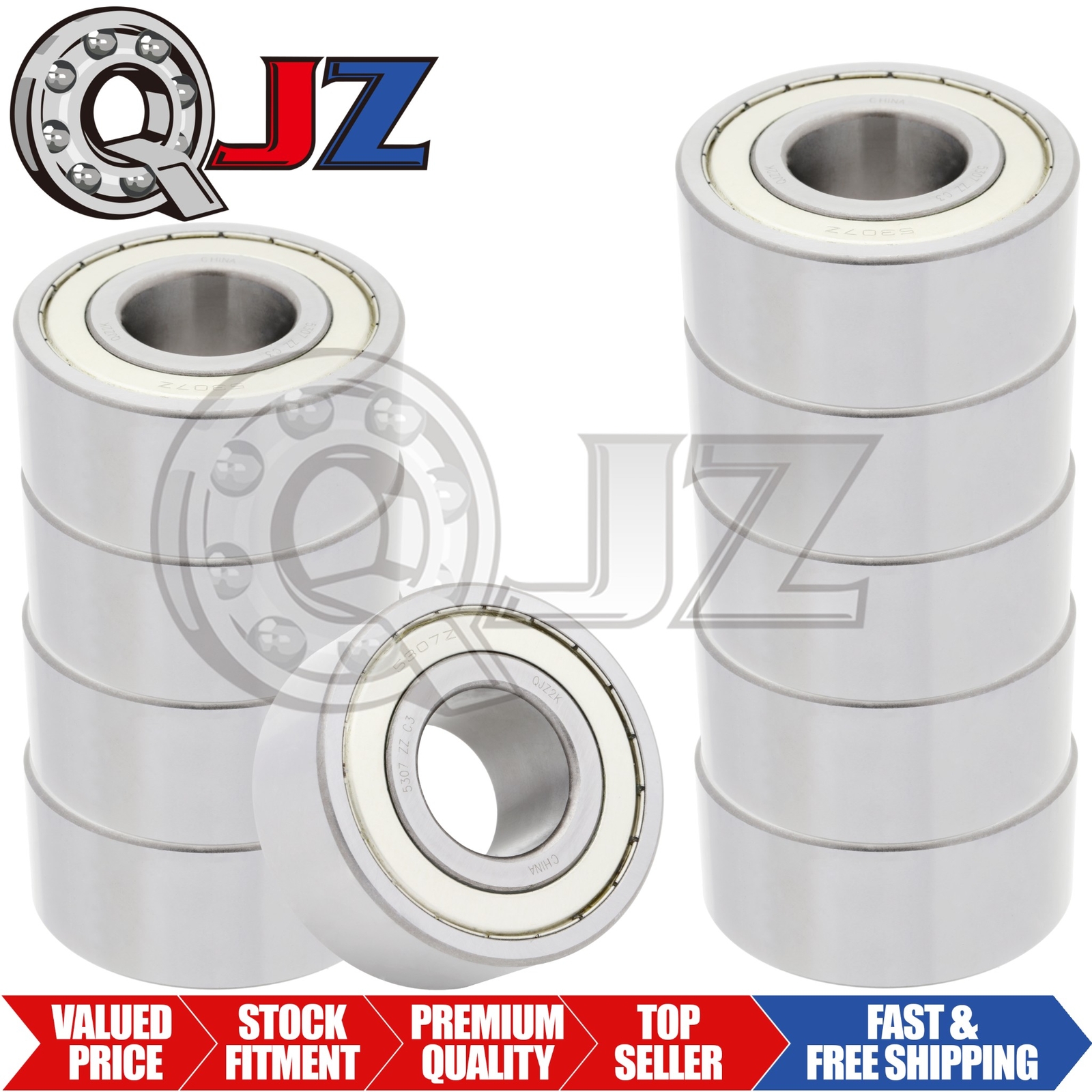 [Qty.10] 5307-ZZ New Angular Contact Ball Bearing [35mm ID x 80mm OD x 34.9mm W]