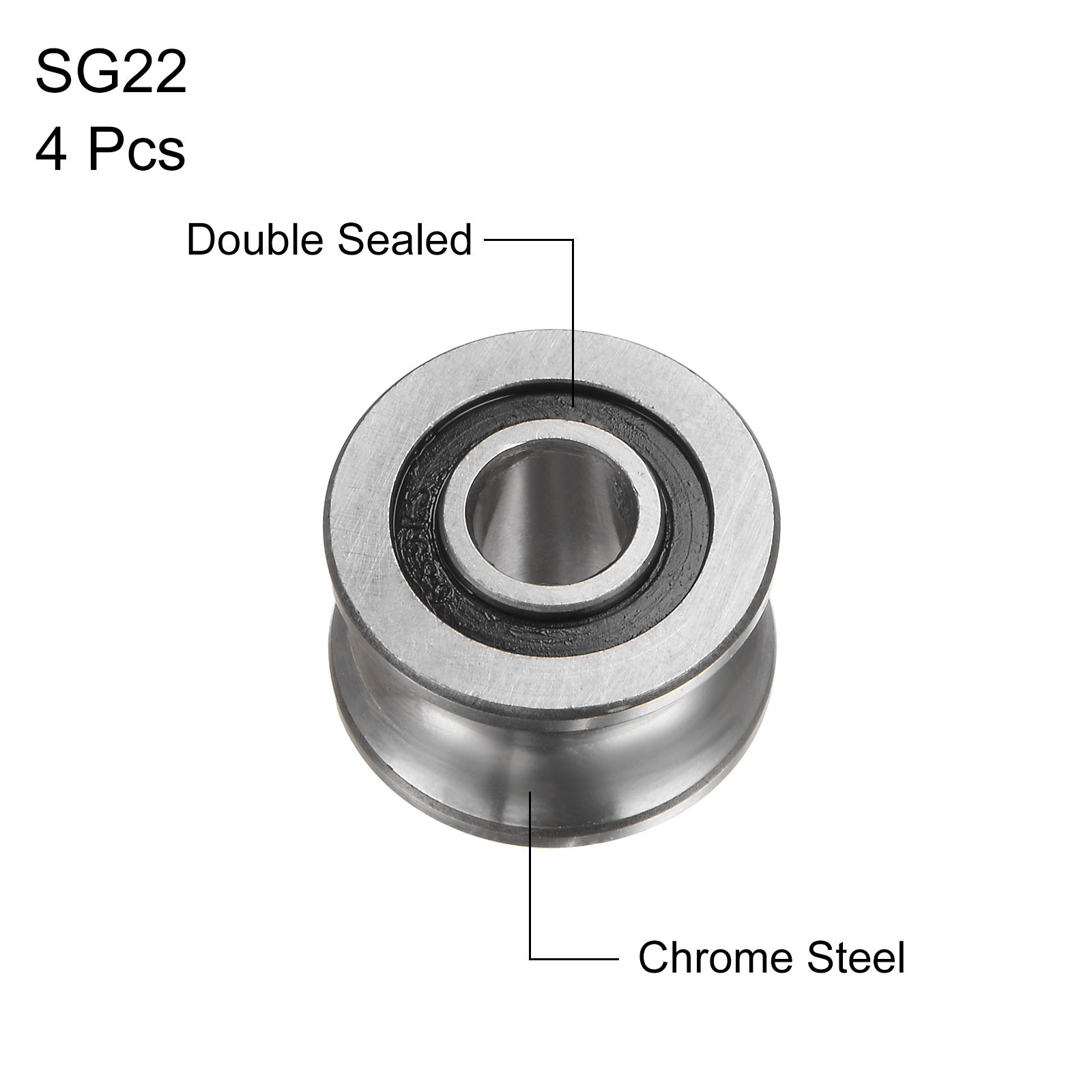 4pcs SG22 U Groove Track Guide Bearing 8×22.5×14.5mm Roller Wheel GCr15 Steel