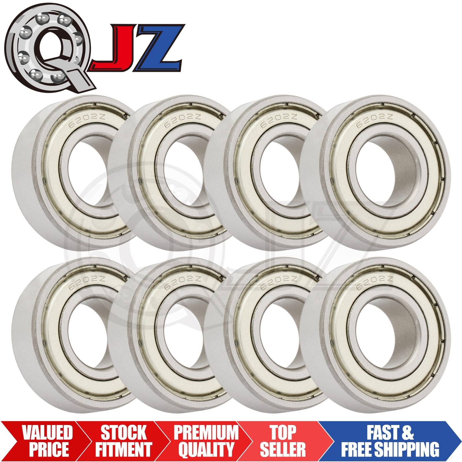 [Qty.8] 6202-ZZ-5/8 Deep Groove Radial Ball Bearing [5/8″ Bore x 35mm x 11mm]